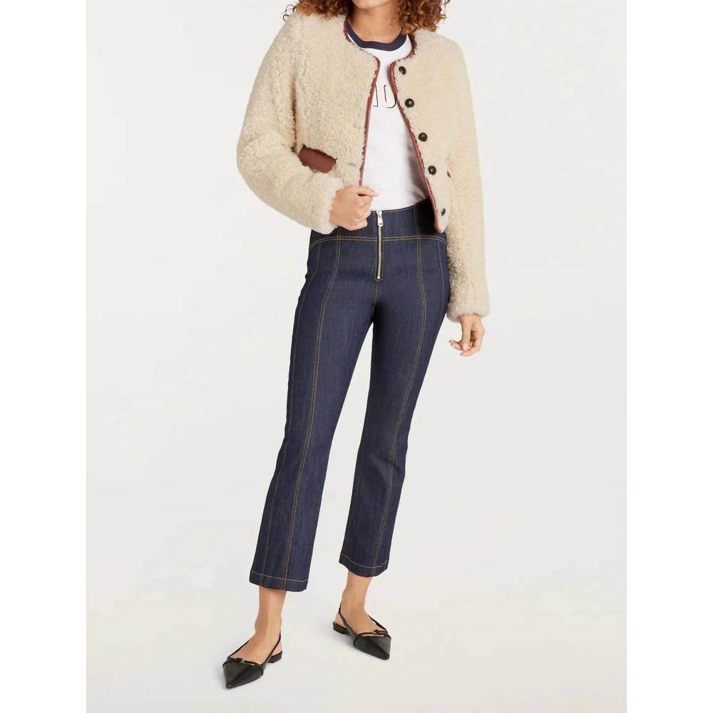 NEW CINQ A SEPT naia jacket in ivory/mahogany - Picture 4 of 5